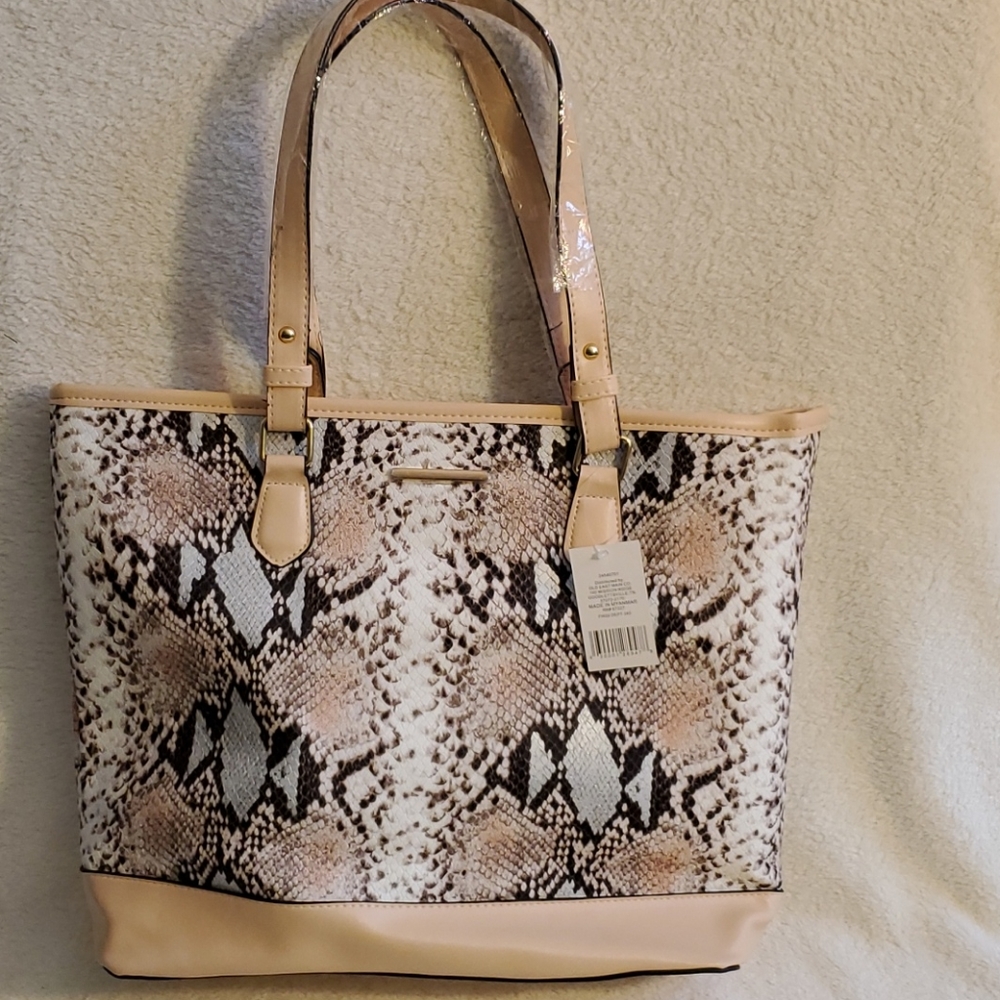 NWT Faux Snakeskin Tote . LG Handbag - Picture 5 of 16